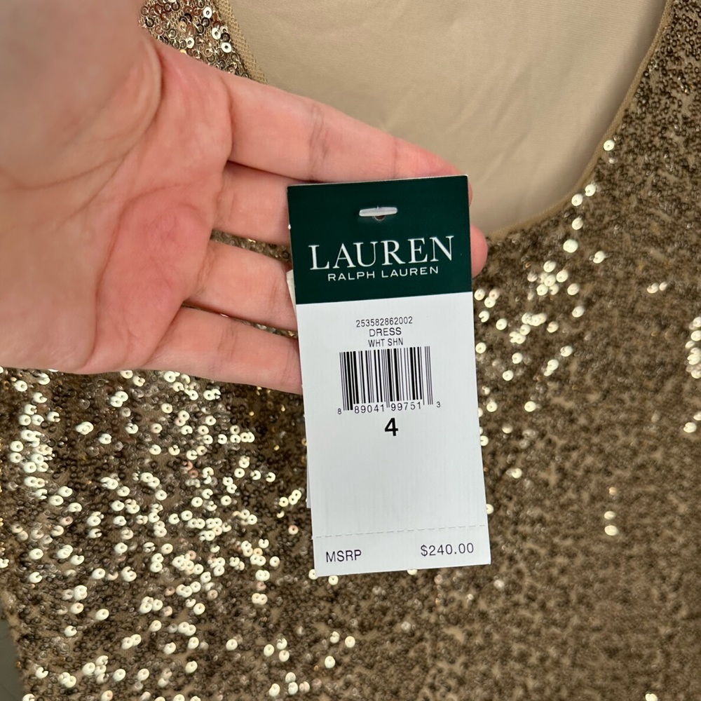 NEW Ralph Lauren Gold Sequin Dress